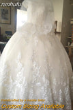 runhufu Luxury Lace Boat Neck Ball Gown Wedding Dresses Sweetheart Sheer Back Princess Illusion Applique Bridal Gowns Casamento
