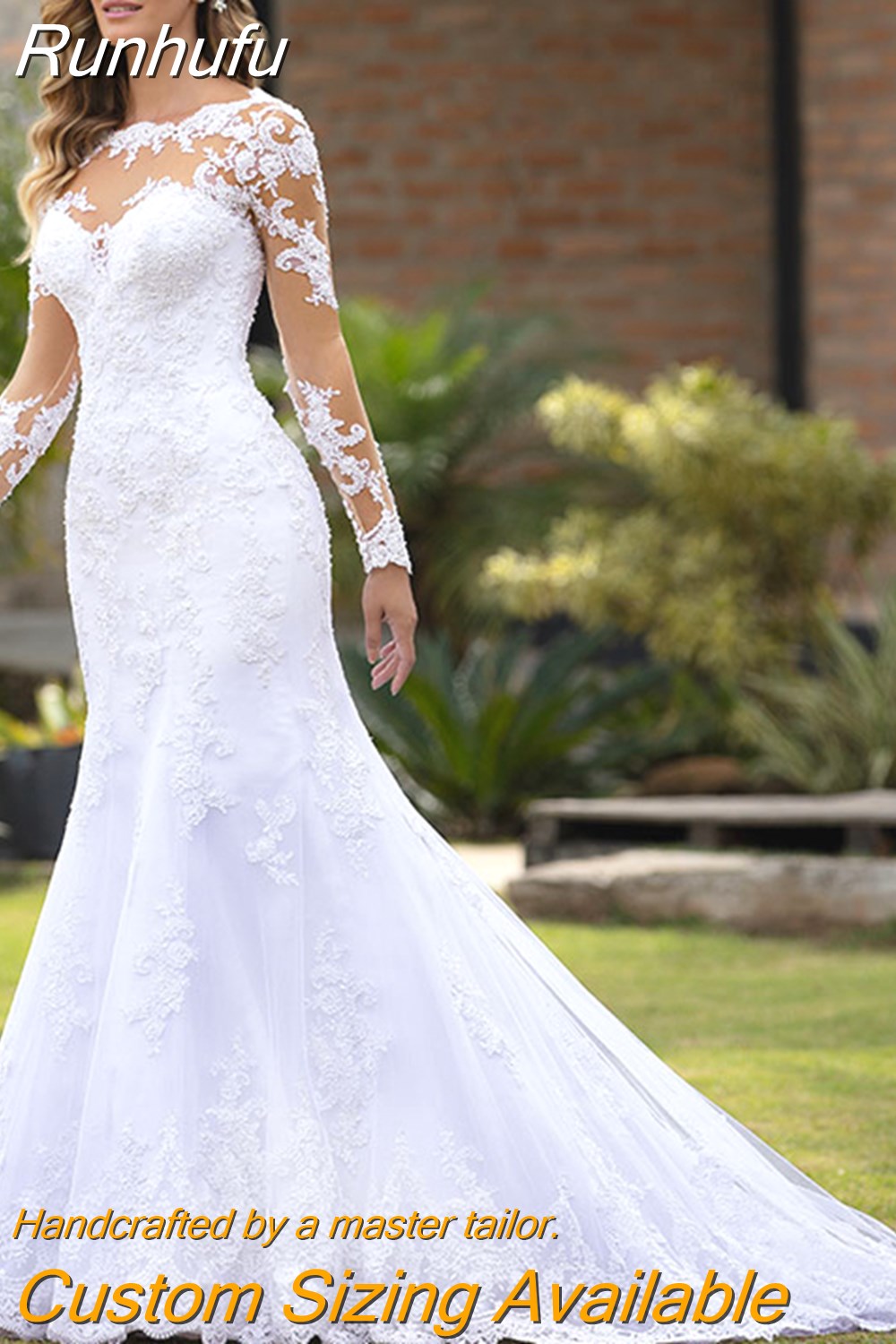 Runhufu Long Sleeves Wedding Dresses Elegant O-Neck Lace Appliques Bridal Gowns 2023 Plus Size Country Style Vestido De Noiva