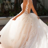 Runhufu Bohemian Wedding Dresses For Women Sexy Backless Lace Applique Illusion Bridal Gown Elegant A-LINE Princess Dress