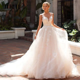 Runhufu Bohemian Wedding Dresses For Women Sexy Backless Lace Applique Illusion Bridal Gown Elegant A-LINE Princess Dress