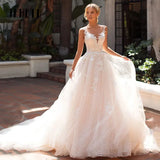 Runhufu Bohemian Wedding Dresses For Women Sexy Backless Lace Applique Illusion Bridal Gown Elegant A-LINE Princess Dress