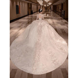 runhufu Luxury Long Train Wedding Dress 2023 New Bridal Dresses Ball Gown Long Sleeve Winter Beading Wedding Gowns