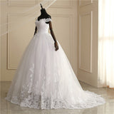 runhufu Luxury Lace Boat Neck Ball Gown Wedding Dresses Sweetheart Sheer Back Princess Illusion Applique Bridal Gowns Casamento