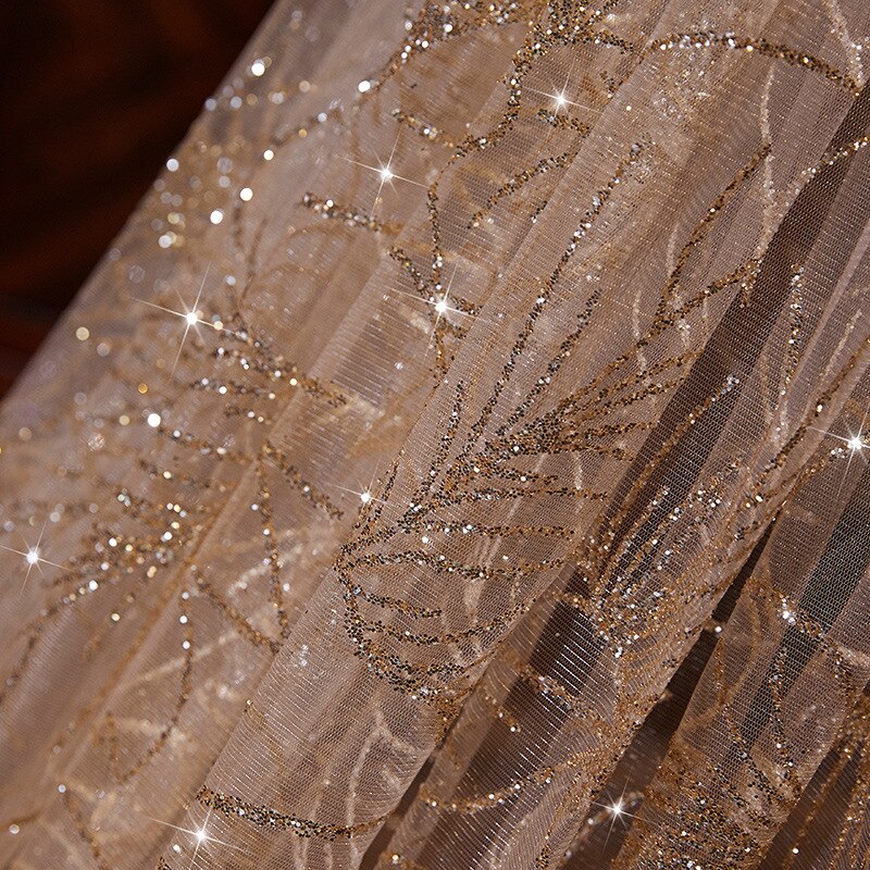 runhufu Accessories 2023 New Arrival The Champagne Chapel Veil Bling Bling Bridal Veils Beading Wedding Veil