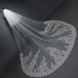 runhufu Long Wedding Cathedral Veil Short Front Veil Lace Appliqued With Comb Bridal Veils Hot Sale Wedding Accessories