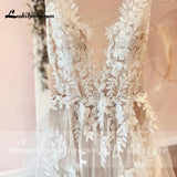 Runhufu A-Line Backless Wedding Dress 2024 Vintage Lace Applique Beaded Off White Tulle Wedding Gowns Trouwjurk Long Bridal Dress