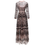runhufu Leash Mesh Long Sleeves Slim Dress Long Dress Autumn And Winter Women's New 2025