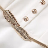 runhufu Long Sleeve Rendering Printed White Long Dress + Belt Women's New 2025