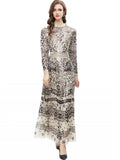 runhufu Leash Mesh Long Sleeves Slim Dress Long Dress Autumn And Winter Women's New 2025