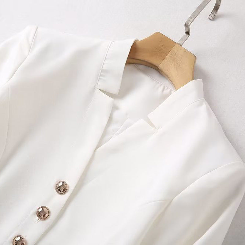 runhufu Long Sleeve Rendering Printed White Long Dress + Belt Women's New 2025