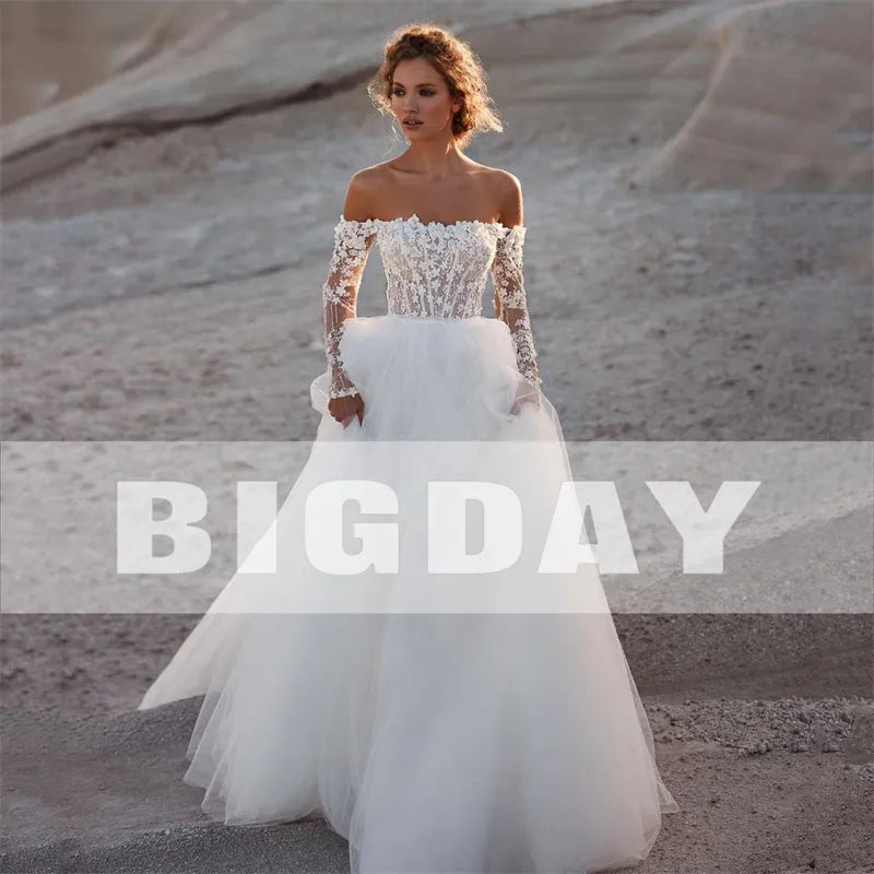 Runhufu A-Line Wedding Dress 2024 Women Lace Open Back Strapless Long Detachable Sleeve Bridal Gown Sweep Train Vestido De Noiva