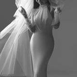 Runhufu Mermaid Wedding Dress Fashion Halter Long Bridal Dresses With Small Train Sexy Backless Simple Vestidos De Novia
