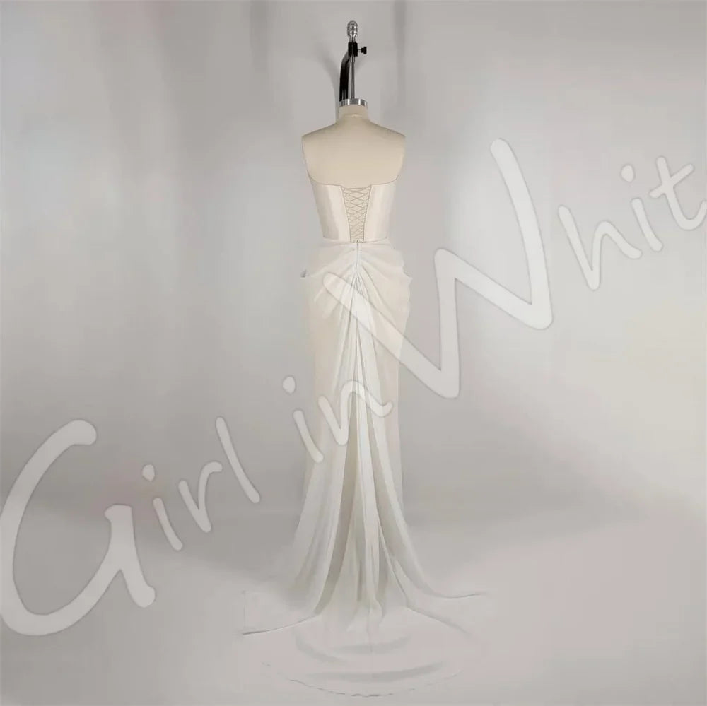 Runhufu Palace Wedding Dress V Neck Lace Appliques Bridal Robes Elegant Mermaid Floor Length Bride Gowns Custom Vestido De Novia