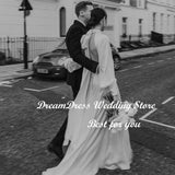 Runhufu Backless Elegant Wedding Dresses 2024 Halter Long Puff Sleeves A-line Cut Out Simple Bridal Gowns Robe de mari¨¦e