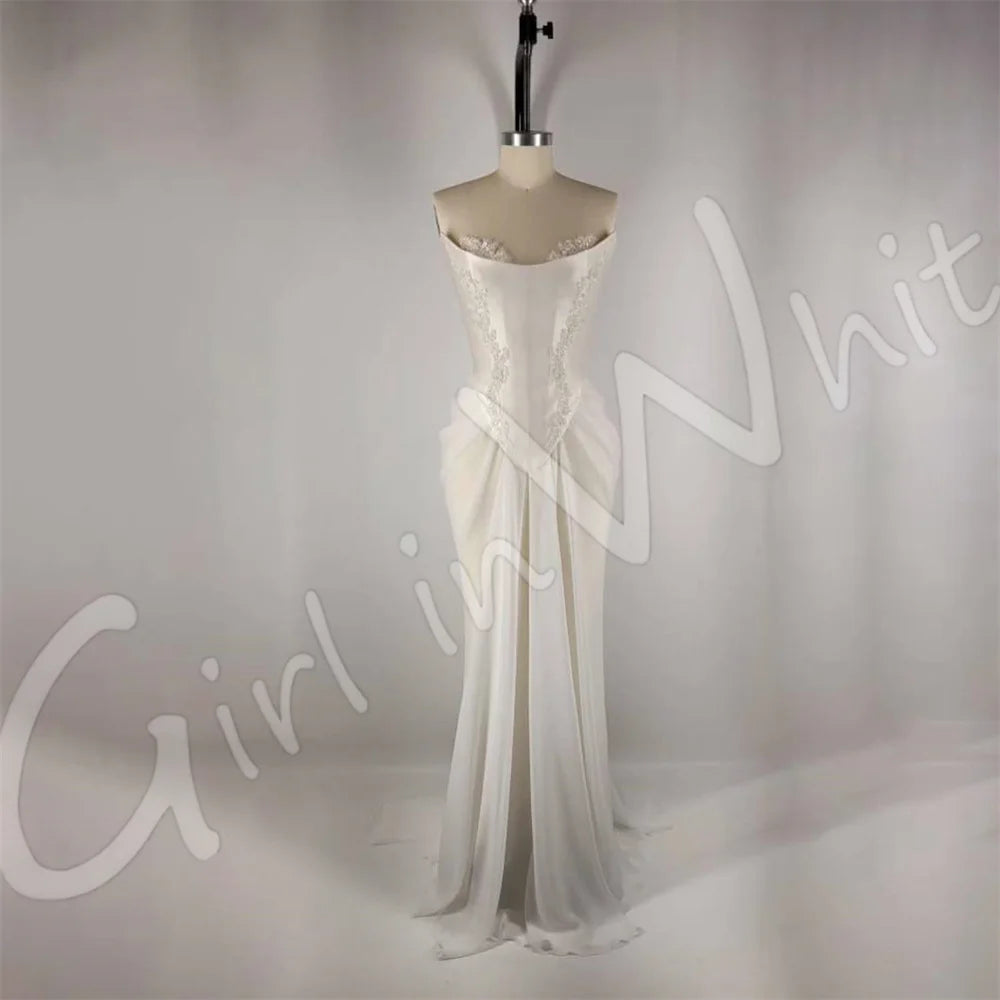Runhufu Palace Wedding Dress V Neck Lace Appliques Bridal Robes Elegant Mermaid Floor Length Bride Gowns Custom Vestido De Novia