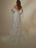 Runhufu 2024 Elegant Appliqu¨¦d Boho Wedding Dress Graceful Tulle Bride Gown Graceful Strapless Bride Robe Vestidos De Novia