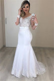 Runhufu Long Sleeves Mermaid Wedding Dresses See Through Back Custom Two Pieces Bridal Gowns Modest Vestidos De Novia