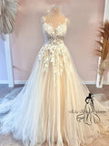 Runhufu Backless A-Line Wedding Dresses Applique Tulle Bride Dresses Sheer Scoop Neck Long Dresses Women 2025 Robe De Mari¨¦e