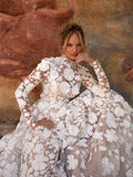 Runhufu High Collar Long Sleeve Wedding Dress Classic Lace Appliques Bride Robe Elegant A-line Long Bridal Gown Robe De Mari¨¦e