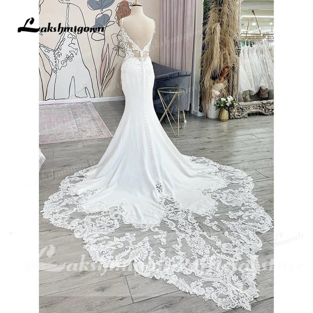 Runhufu Mariage Sweetheart Mermaid Wedding Dress Lace Bohemian Wedding Dress Court Train Simple Bridal Gowns Elegant Beach Dresses