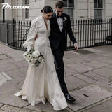 Runhufu Backless Elegant Wedding Dresses 2024 Halter Long Puff Sleeves A-line Cut Out Simple Bridal Gowns Robe de mari¨¦e