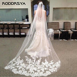 Runhufu 3 M Bridal Veils Appliques Wedding Veils Long Tull Lace Veil Vestido De Noiva Wedding Accessories In Stock Hot Selling
