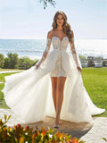Runhufu 2024 Elegant Appliqu¨¦d Boho Wedding Dress Graceful Tulle Bride Gown Graceful Strapless Bride Robe Vestidos De Novia