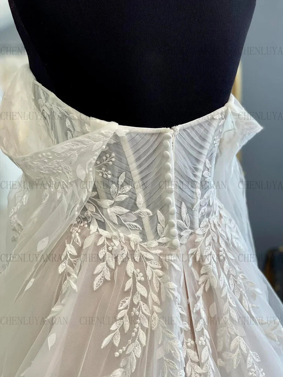 Runhufu Bohemia Wedding Dresses Sweetheart Puff Sleeves Tulle Bride Dresses A-Line Applique Dress For Women 2024 Robe De Mari¨¦e