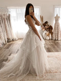 Runhufu Elegant Sleeveless V-neck Appliques Lace Wedding Dresses For Bride Woman Ruffles Tulle Bridal vestidos de novia 2024