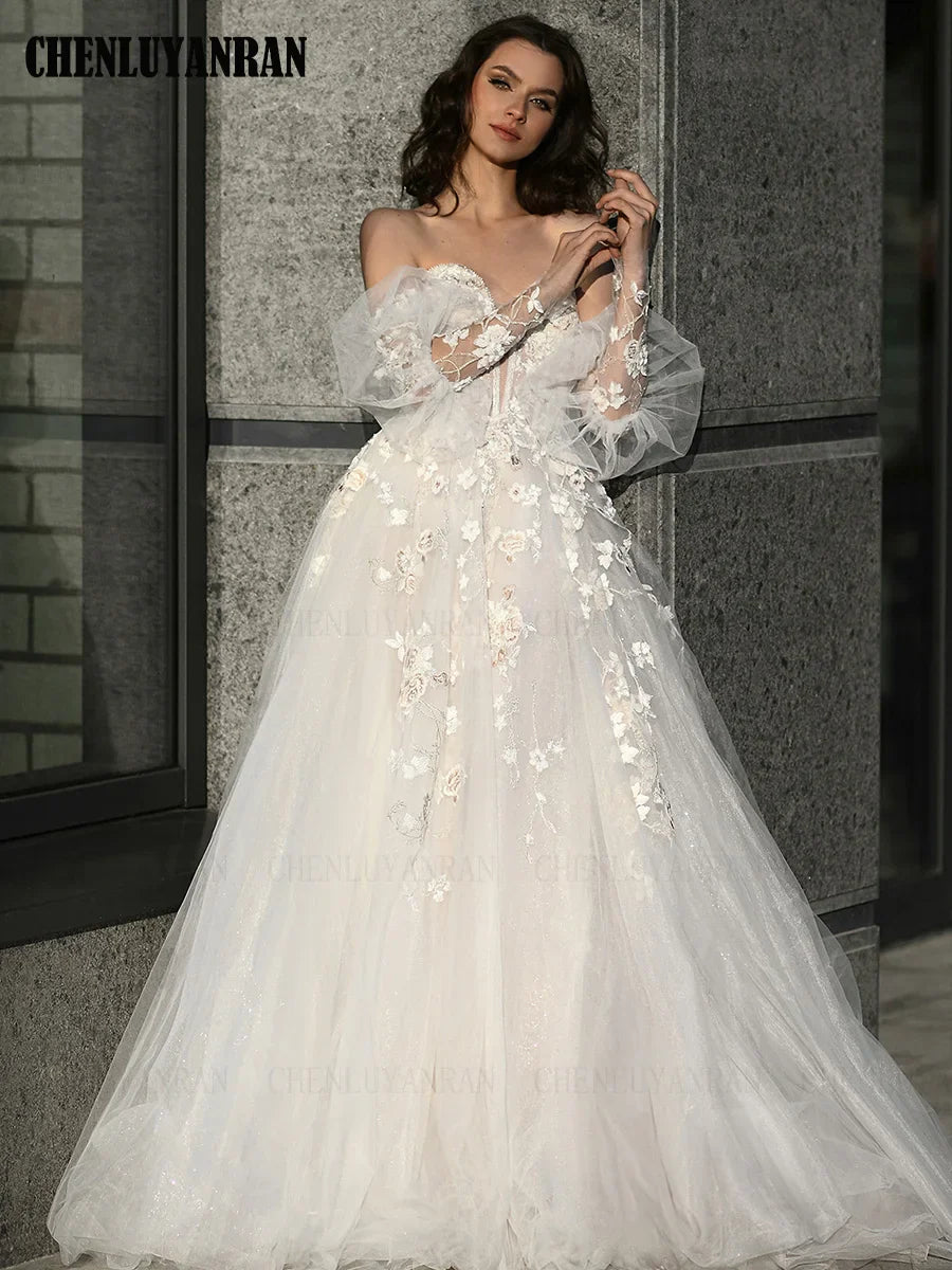 Runhufu Boho Wedding Dresses Sweetheart Applique Tulle Wedding Bride Dresses Ivory Sexy Dresses For Wome 2024 Vestidos De Novia