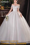 runhufu Fashion Classic Lace Applique Plus Size Wedding Dress Embroidery Plears 2023 New Style Sweet Bride Gown Vestidos De Noiva