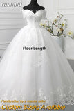 runhufu Novias Off Shoulder Plus Size Vestido De Noiva 2023 Wedding Dress Long Train or Floor Appliqes Pearls Bridal Tulle Mariage