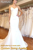 Runhufu White Satin Wedding Dresses For Women 2023 Bride Gown Sweetheart Mermaid Vestido De Novia Cheap Suknia Ślubna Lace Up