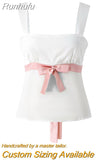 Runhufu Y2K Milkmaid Camisole Top Y2K Fairy Grunge Backless Tie Up Mini Vest Retro Aesthetic Women Crop Top Streetwear