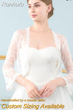 Runhufu Bolero Women Wedding Accessories Mariage Bride Jacket 3/4 Flared Sleeves Chaquetas De Mujer Para Shawl Novia Cape Elegant