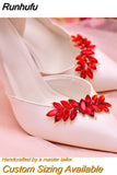 Runhufu X31 Red Rhinestone Shoes Clips Bridal High Heel Shoe Ornaments Jewelry Wedding Shoes Decoration Clip DIY Accessories
