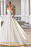 Runhufu And Gorgeous Bride Gowns Ivory Women's Sweet Satin Pleated A-Line Sleeveless Princess Wedding Dresses Formal Prom Party