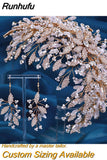 Runhufu HP377 Golden Wedding Hair Accessories Alloy Leaves Bridal Tiara Crystal Side Hair Headpiece Floral Bride Crown Party