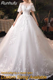 Runhufu Wedding Dress 2023 New Bridal Wedding Gown With Long Train Lace Embroidery Ball Gown Princess Luxury Plus Size