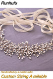 Runhufu SH237-G Golden Bridal Belt with Rhinestone Fashion Bead Belt Thin Sash Belt Western Belts Wedding Applique Sash Belt
