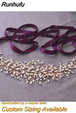 Runhufu SH237-G Golden Bridal Belt with Rhinestone Fashion Bead Belt Thin Sash Belt Western Belts Wedding Applique Sash Belt