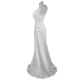 Runhufu Solid Color Lace Splicing Sling Hollowed-Out Bare-Back Dress Toast Wedding Dress Long Dress