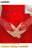 runhufu New Lace Bride Wedding Gloves High-end Hand Sewn Diamond Finger Wedding Gloves Wedding Accessories Mariage
