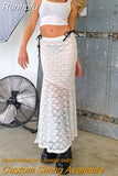 Runhufu Women Y2K Fairy Grunge Midi Skirt Vintage Lace Floral Mesh Sheer Ruffled Swing Long Hippie Skirt E-Girls Boho Beachwear