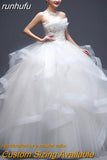 runhufu Luxury Bead Fashion Strapless Wedding Dresses 2023 New Korean Tiered Organza Sweet Bride Princess Gowns Vestido de noiva