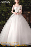 Runhufu Dress 2023 New The Half Sleeve Lace Up Ball Gown Romantic Wedding Gowns Princess Classic Appliques Wedding Dresses C30