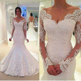 2025 New Wedding Dress Long-Sleeved Fishtail Deep V-Neck Sexy Small Tailed Bag Hip Slimming Version Of The Wedding Dress