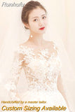 Runhufu Wedding Dress 2023 New Full Sleeve Classic Embroidery Lace Up Ball Gown Princess Wedding Dresses Robe De Mariee
