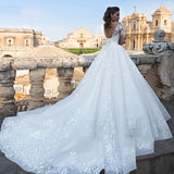 Wedding V-Neck 2025 New Big Tailed Wedding Dress Retro Sexy Tulle Long-Sleeved Wedding Dress