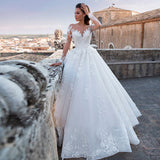 Wedding V-Neck 2025 New Big Tailed Wedding Dress Retro Sexy Tulle Long-Sleeved Wedding Dress
